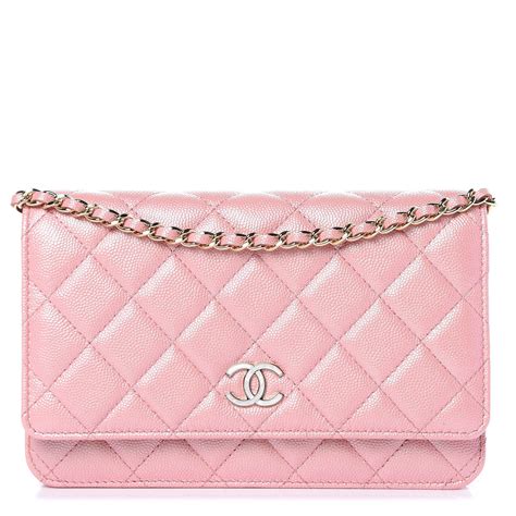 pink chanel wallet on a chain